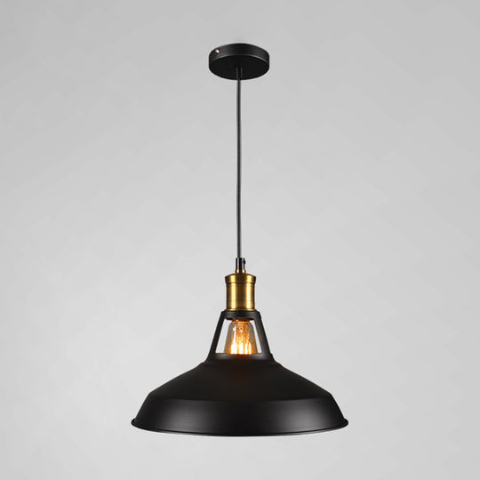 Industrial Style Metal Pendant Light Fixture For Shaded Restaurant - Hanging Kit Black / 9