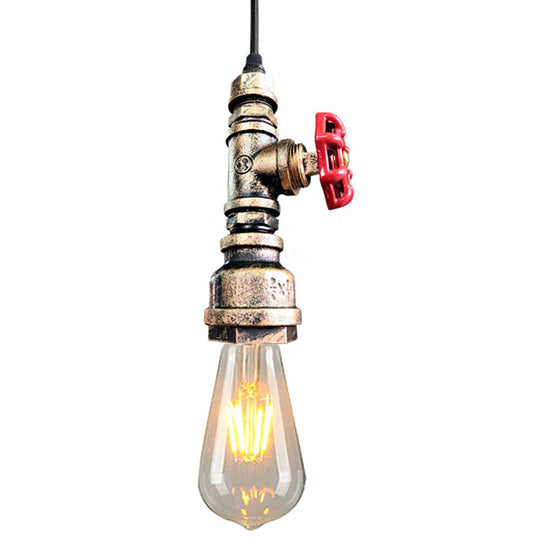 Industrial Metal Pendant Light With Exposed Bulb - Warehouse Suspension Down Lighting Gold