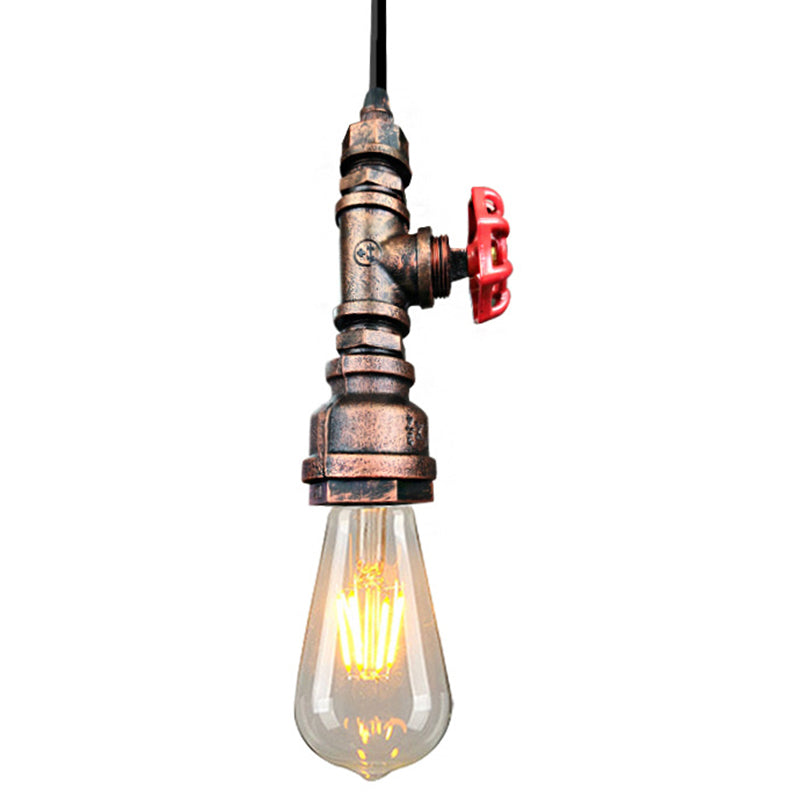 Industrial Metal Pendant Light With Exposed Bulb - Warehouse Suspension Down Lighting Rustic Copper