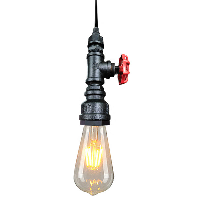 Industrial Metal Pendant Light With Exposed Bulb - Warehouse Suspension Down Lighting Black