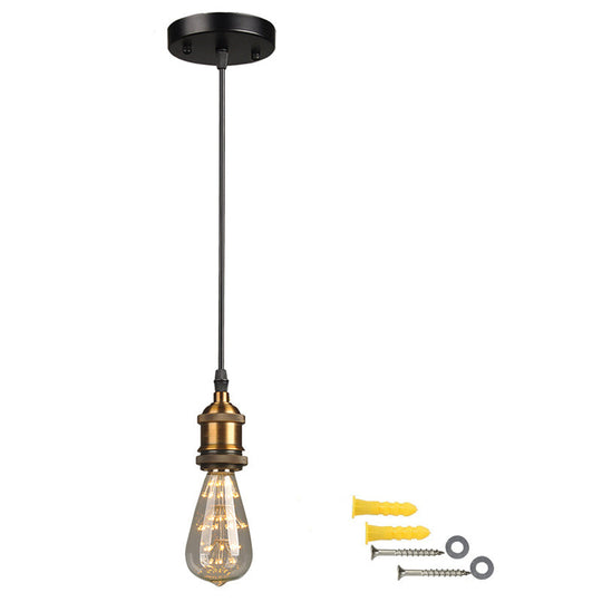 Farmhouse Metal Ceiling Pendant Light in Black - Open Bulb Hallway Hanging Lamp