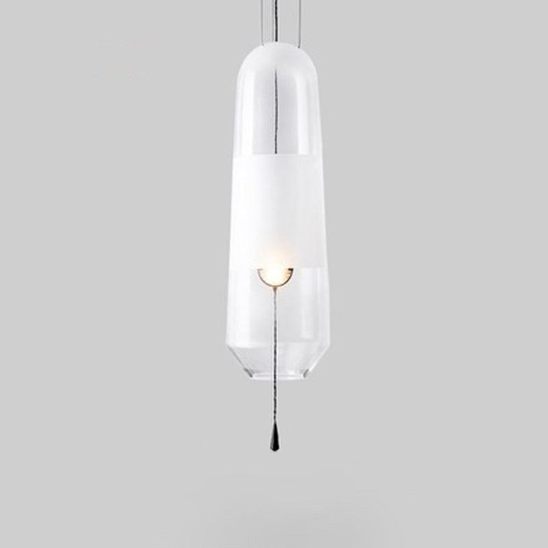 Modern Glass Pendant Light For Bedroom - Cylindrical Design Hanging Fixture Clear