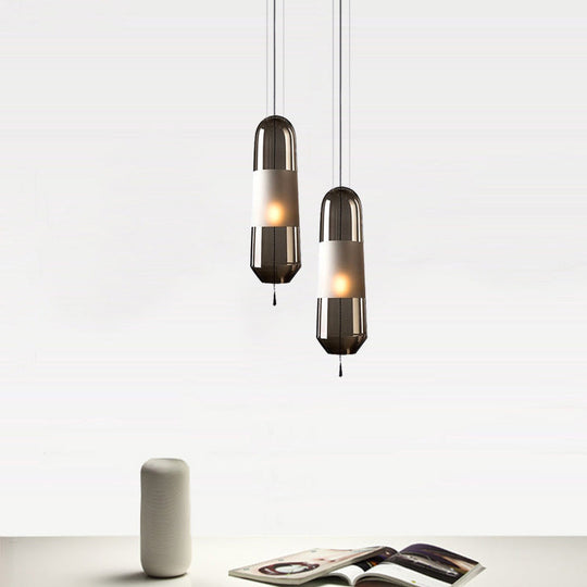 Modern Glass Pendant Light For Bedroom - Cylindrical Design Hanging Fixture