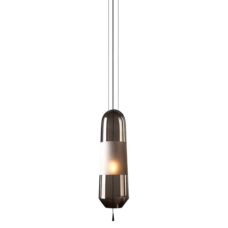 Modern Glass Pendant Light For Bedroom - Cylindrical Design Hanging Fixture