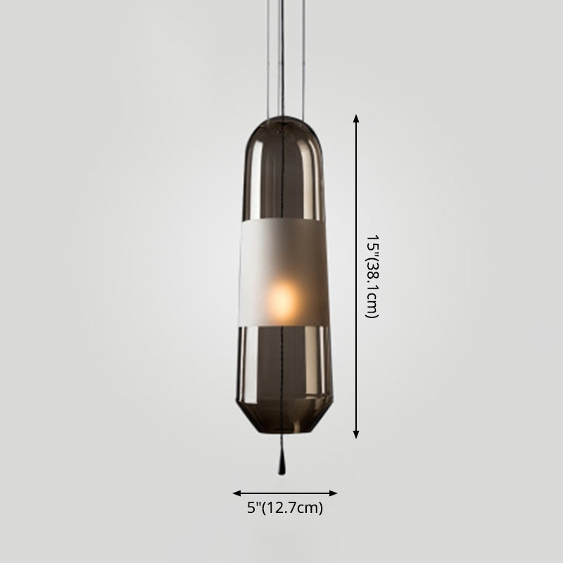 Modern Glass Pendant Light For Bedroom - Cylindrical Design Hanging Fixture