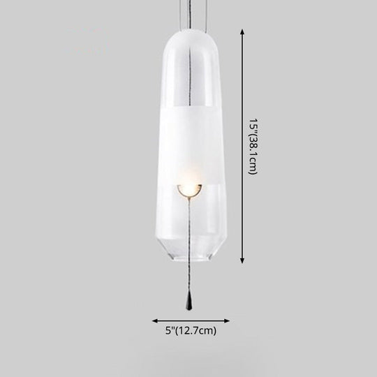 Modern Glass Pendant Light For Bedroom - Cylindrical Design Hanging Fixture