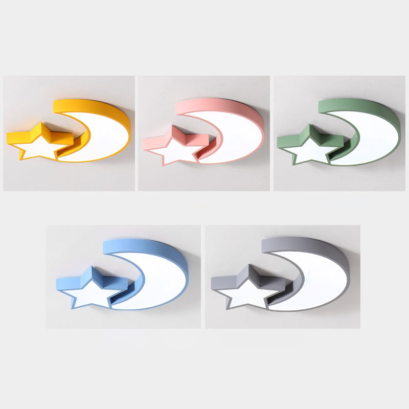 A Celestial Glow For Kids: Led Star And Moon Acrylic Flush Mount Ceiling Light