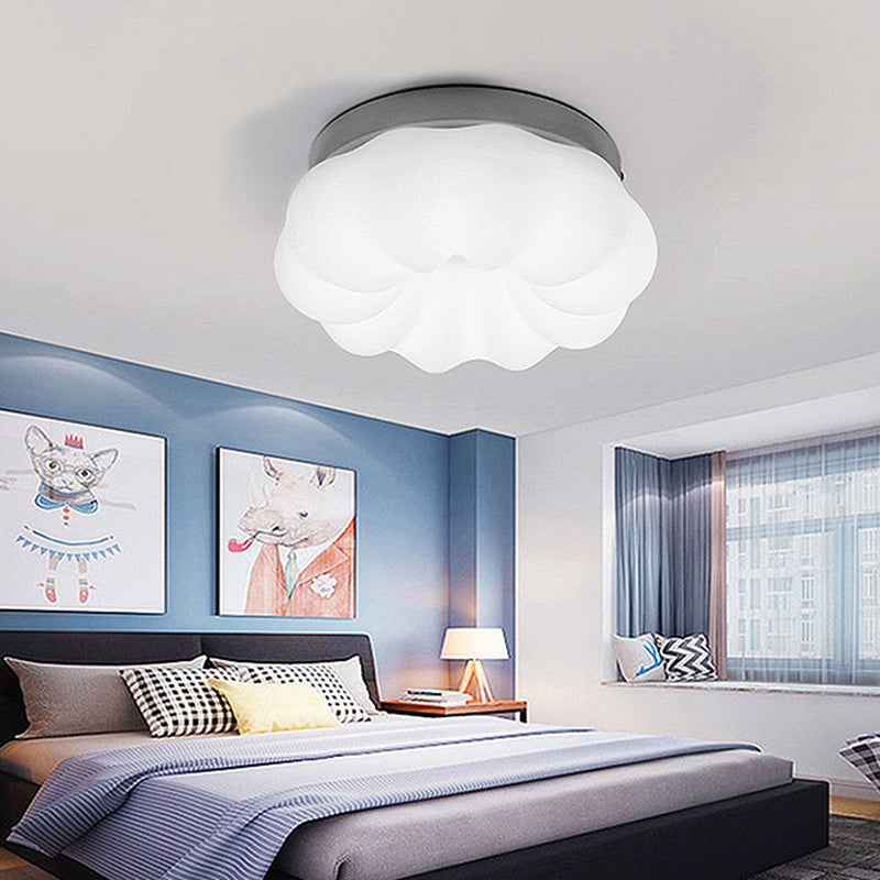 Whimsical Kids' Room Illumination: LED Plastic Cloud Flush Mount Ceiling Light in White