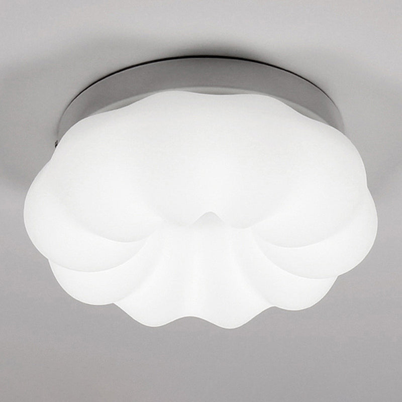 Whimsical Kids Room Illumination: Led Plastic Cloud Flush Mount Ceiling Light In White