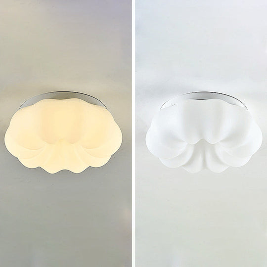 Whimsical Kids Room Illumination: Led Plastic Cloud Flush Mount Ceiling Light In White