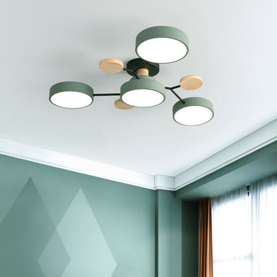 Macaron Sputnik Led Semi Flush Mount Ceiling Light Fixture 4 / Green White