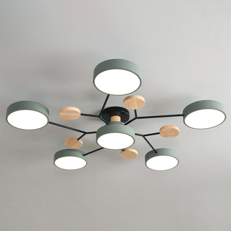 Macaron Sputnik Led Semi Flush Mount Ceiling Light Fixture 6 / Green Warm