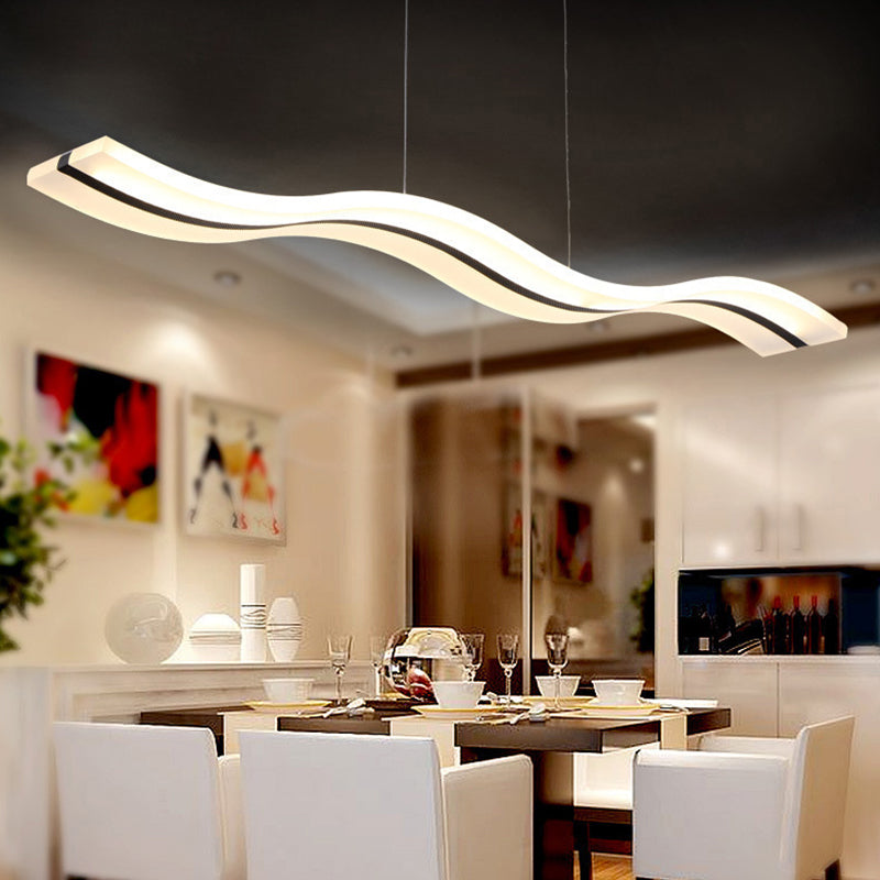 Sleek Acrylic Led Pendant Light Fixture - Island Lighting For Chic Dining Ambiance