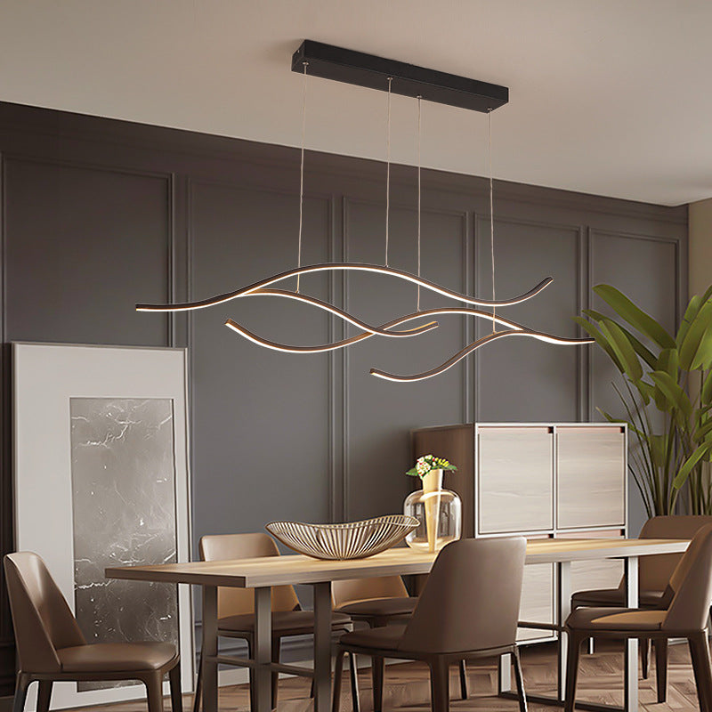 Led Metal Pendant Light For Open Kitchen - Sleek & Simple Island Lighting Fixture Black / 47 White