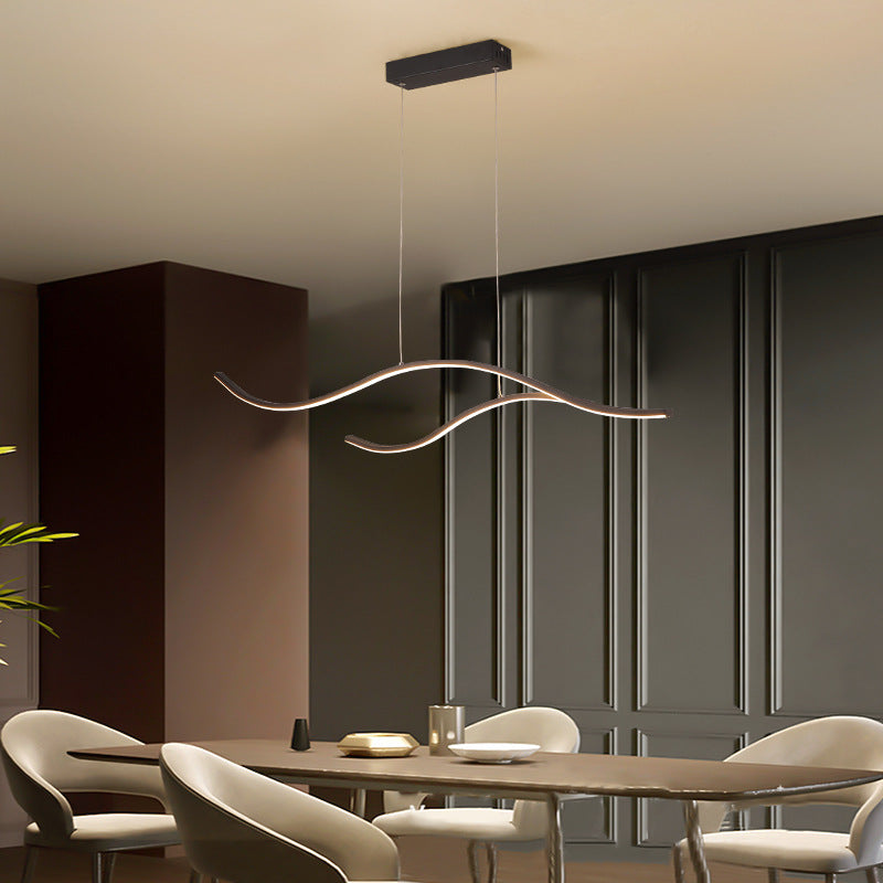 Led Metal Pendant Light For Open Kitchen - Sleek & Simple Island Lighting Fixture Black / 39.5 Warm