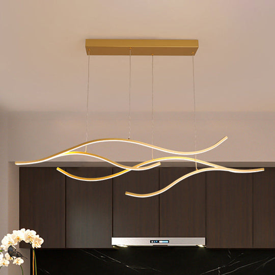 Led Metal Pendant Light For Open Kitchen - Sleek & Simple Island Lighting Fixture Gold / 47 White