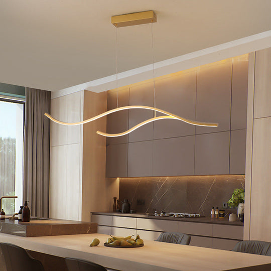 Led Metal Pendant Light For Open Kitchen - Sleek & Simple Island Lighting Fixture Gold / 39.5 White