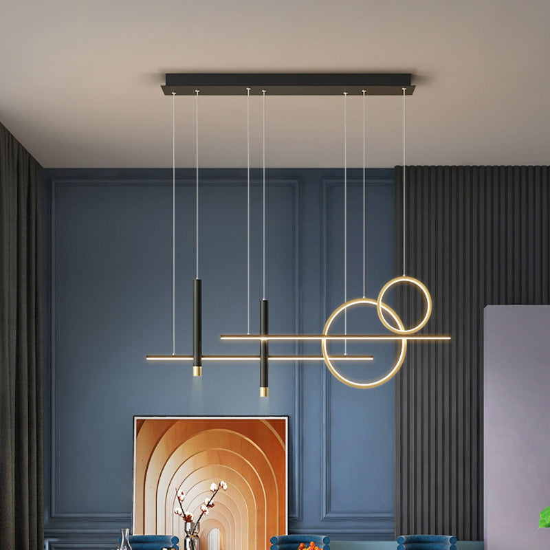 Minimalist Metal Dinner Suspension Lamp With Led Island Pendant And Spotlight