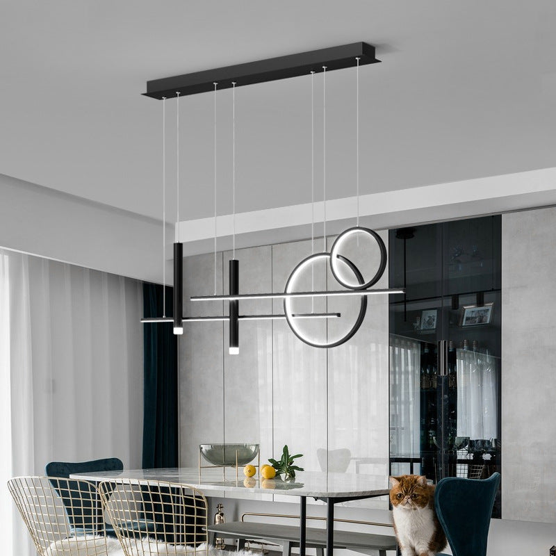 Minimalist Metal Dinner Suspension Lamp With Led Island Pendant And Spotlight