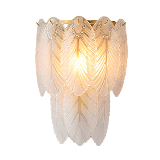 Postmodern White Prismatic Glass Tiered Wall Light Fixture - 2/3 Lights Corridor Sconce