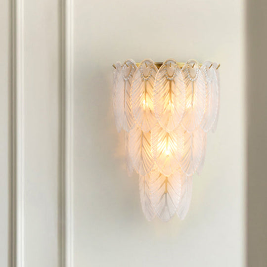 Postmodern White Prismatic Glass Tiered Wall Light Fixture - 2/3 Lights Corridor Sconce