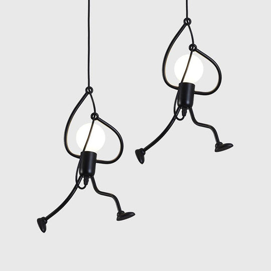 Art Deco Black Cartoon Person Suspension Pendant For Bedroom Lighting