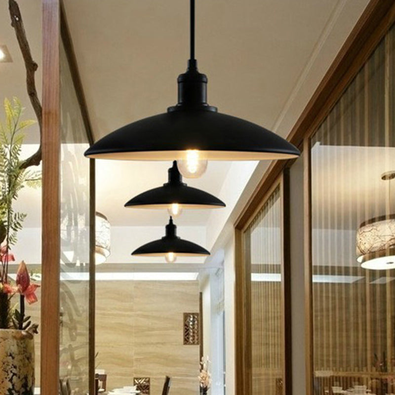 Vintage-Style Metal Pendant Lighting for Dining Room and Commercial Spaces in Black