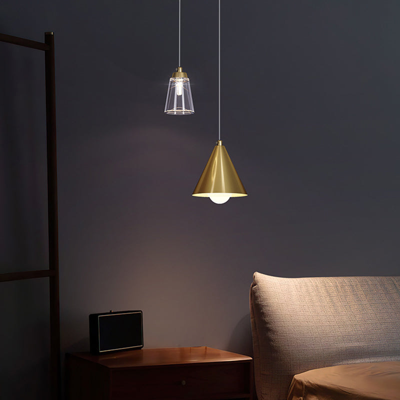 Mini Pendant Ceiling Light - Modern Industrial Metal Cone Hanging Lamp For Dining Room