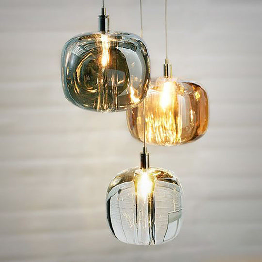 Postmodern Blown Glass Pendant Light With Led - Ideal For Commercial Stores