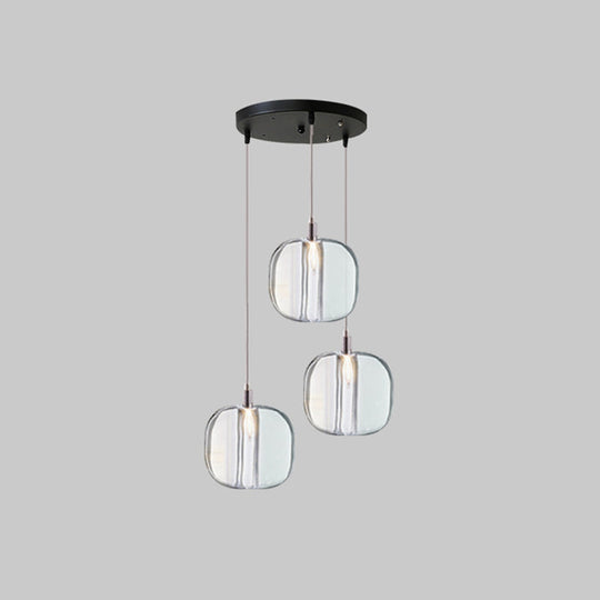 Postmodern Blown Glass Pendant Light With Led - Ideal For Commercial Stores 3 / Clear