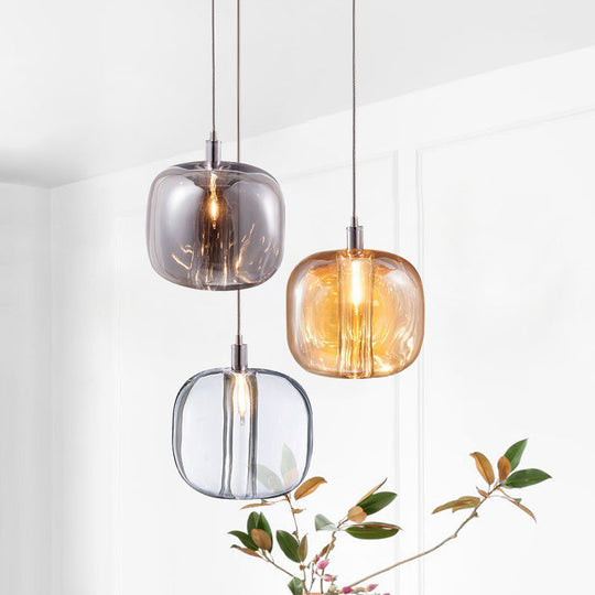 Postmodern Blown Glass Pendant Light With Led - Ideal For Commercial Stores