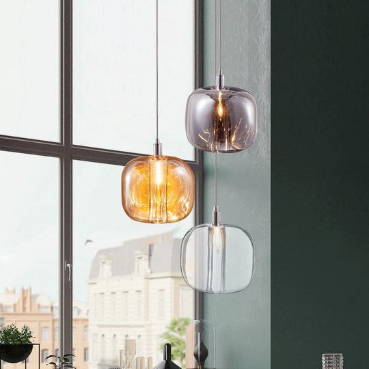 Postmodern Blown Glass Pendant Light With Led - Ideal For Commercial Stores