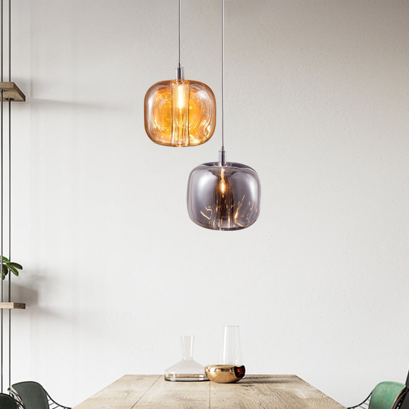 Postmodern Blown Glass Pendant Light With Led - Ideal For Commercial Stores