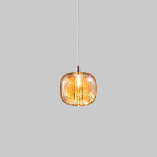 Postmodern Blown Glass Pendant Light With Led - Ideal For Commercial Stores 1 / Amber