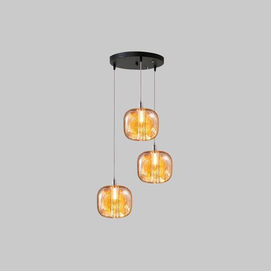 Postmodern Blown Glass Pendant Light With Led - Ideal For Commercial Stores 3 / Amber