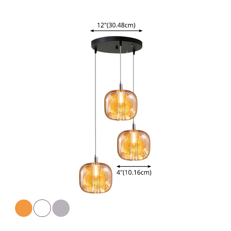 Postmodern Blown Glass Pendant Light With Led - Ideal For Commercial Stores