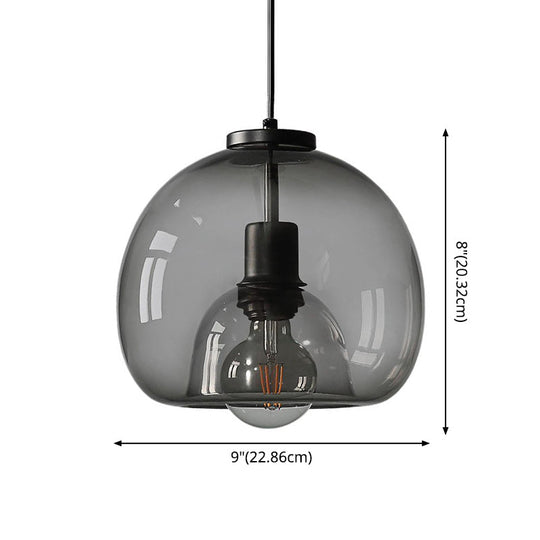 Adjustable Led Black Glass Globe Pendant Light For Kitchen - Mini Size