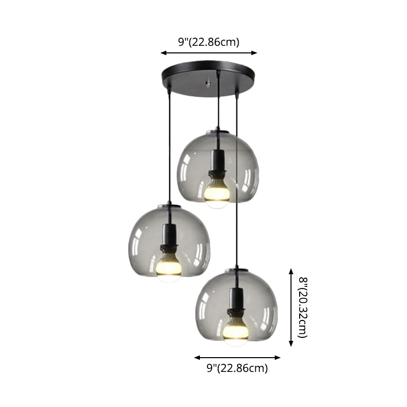 Adjustable Led Black Glass Globe Pendant Light For Kitchen - Mini Size