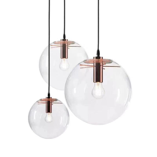 Modern Industrial Glass Globe Pendant Light For Kitchen Dining & Bedroom