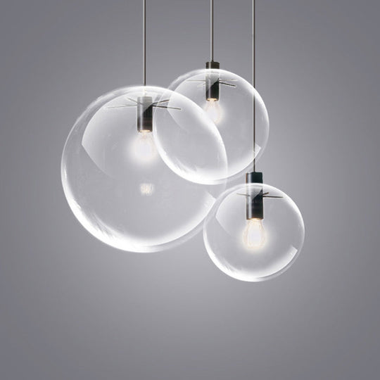 Modern Industrial Glass Globe Pendant Light For Kitchen Dining & Bedroom Black / 8