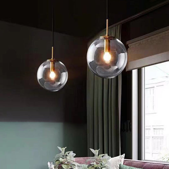 Modern Industrial Glass Globe Pendant Light For Kitchen Dining & Bedroom