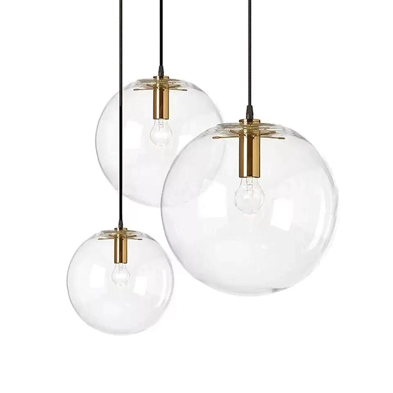 Modern Industrial Glass Globe Pendant Light For Kitchen Dining & Bedroom Gold / 8