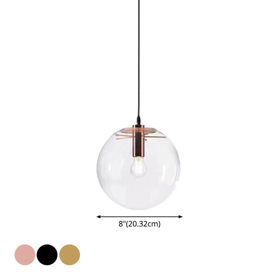 Modern Industrial Glass Globe Pendant Light For Kitchen Dining & Bedroom