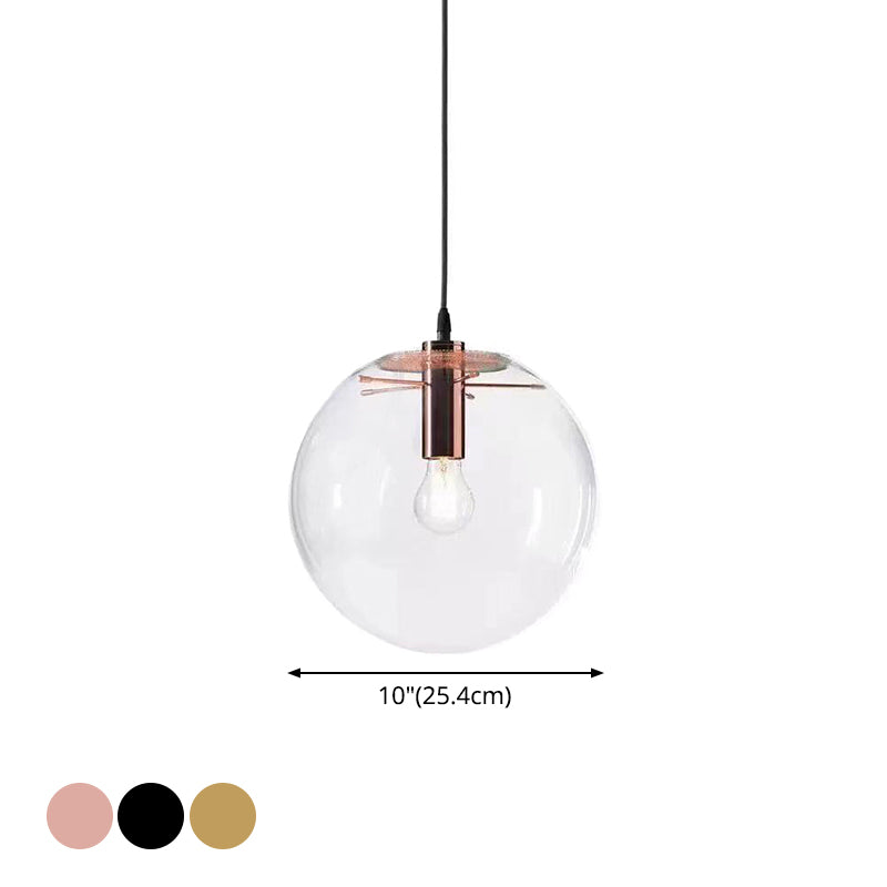 Modern Industrial Glass Globe Pendant Light For Kitchen Dining & Bedroom