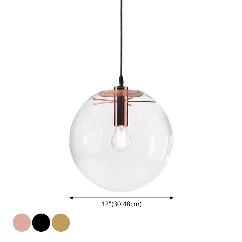 Modern Industrial Glass Globe Pendant Light For Kitchen Dining & Bedroom