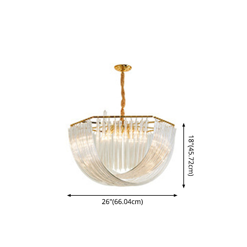 Modern Transparent Glass Tiered Tassel Chandelier With Crystal Accents - Golden Light Holder Living