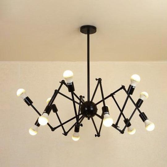 Wrought Iron Spider Chandelier - Retro Industrial Pendant Light for Coffee Shops and Workshops