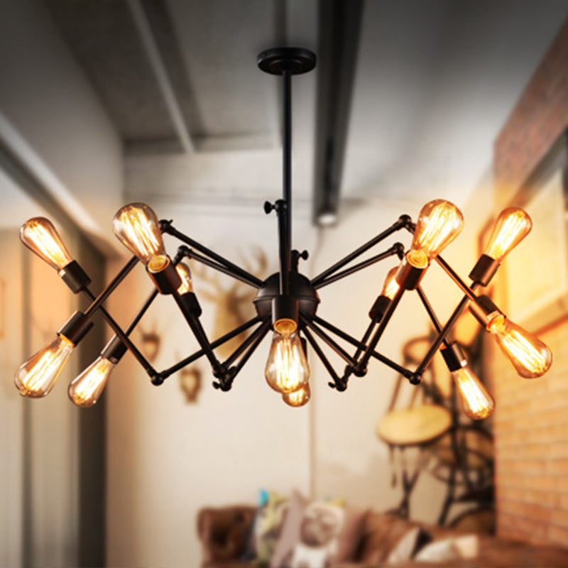 Wrought Iron Spider Chandelier - Retro Industrial Pendant Light for Coffee Shops and Workshops