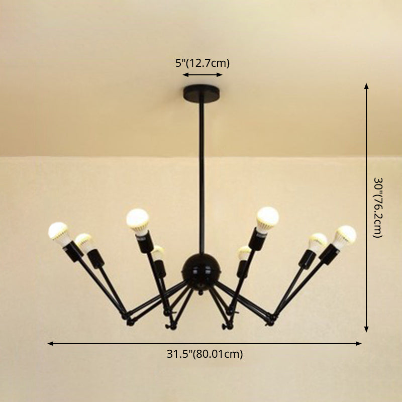 Spider-Shaped Wrought Iron Chandelier Retro Industrial Pendant Light For Coffee Shops And Workshops