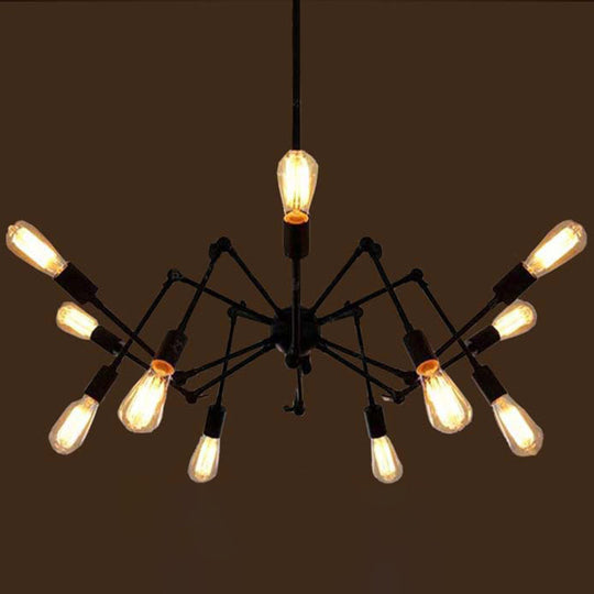 Industrial Style Black Chandelier with Multi-Light Pendant for Living Room